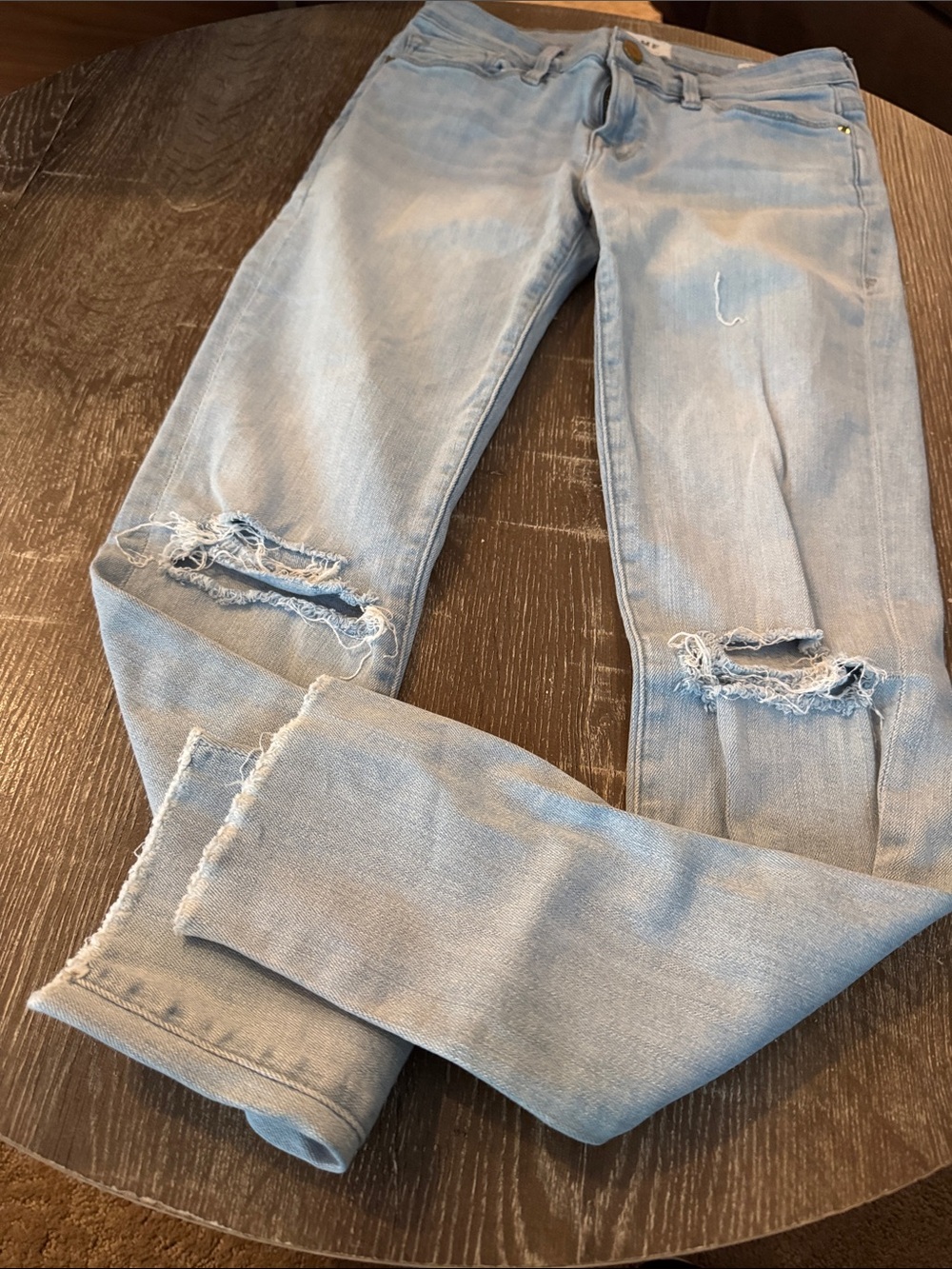 Frame Denim Light Blue Distressed Skinny Jeans